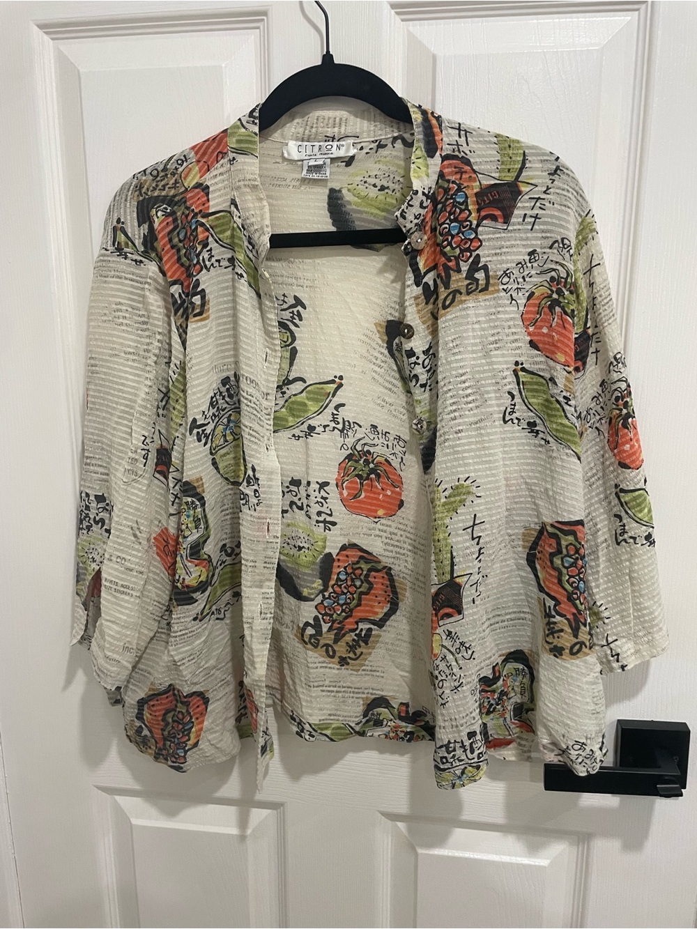Citron Santa Monica silk cotton blend button front lightweight top size large